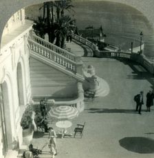 A Palm-lined Terrace along the Promenade de Anglais, Nice on the Riviera, France c1930s. Creator: Unknown