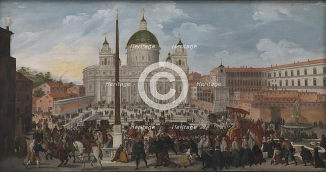 A Papal Procession in Piazza San Pietro in Rome, 1628. Creator: Jacob Isaacz van Swanenburg.