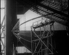 A Partially Constructed R 38 Airship Sitting in a Hangar, 1921. Creator: British Pathe Ltd