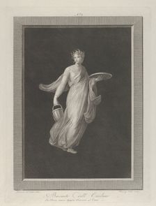 A partly naked bacchante holding a disk in her raised left hand and a bucket in h..., ca. 1795-1820. Creators: Vicenzo Feoli, Domenico del Frate