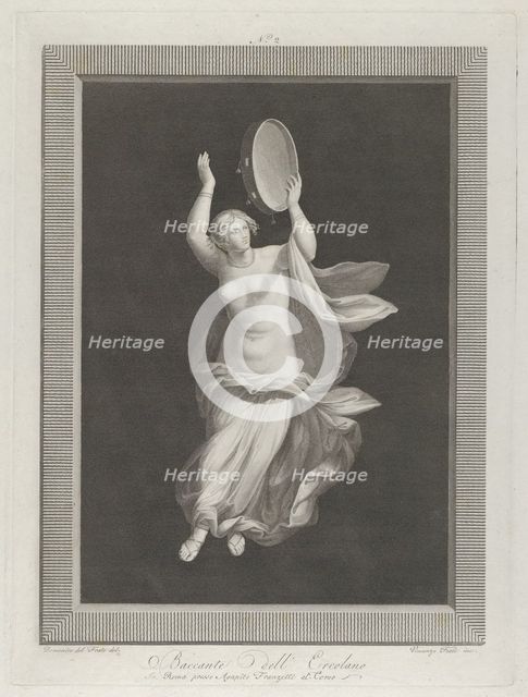 A partly naked bacchante playing a tambourine, ca. 1795-1820. Creators: Vicenzo Feoli, Domenico del Frate.
