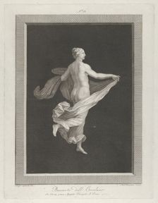 A partly naked bacchante seen from behind, facing right and holding an oval d..., ca. 1795-ca. 1820. Creator: Antonio Ricciani
