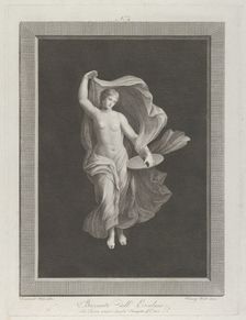 A partly nude bacchante holding a disk in her left hand and raising her garments ..., ca. 1795-1820. Creators: Vicenzo Feoli, Domenico del Frate