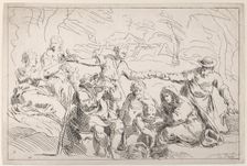 A Party Eating Outdoors, 18th century. Creator: Caylus, Anne-Claude-Philippe de