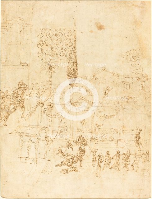A Party in a Roman Villa [recto]. Creator: Pirro Ligorio.