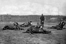 A party of the 4th (Queen's Own) Hussars skirmishing dismounted, 1896.Artist: Gregory & Co