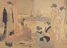 A Party of Merrymakers in a Tea-house at Shinagawa, ca. 1783. Creator: Torii Kiyonaga