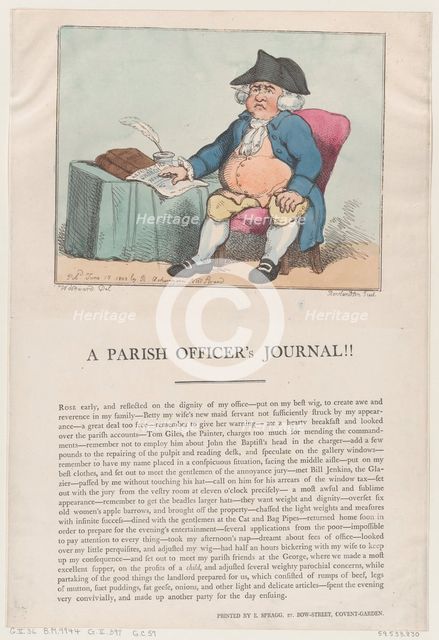 A Parish Officer's Journal!!, June 15, 1802., June 15, 1802. Creator: Thomas Rowlandson.