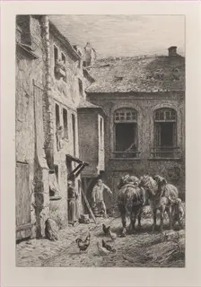 A Paris Courtyard in 1865. Creator: Charles Emile Jacque