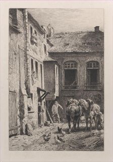 A Paris Courtyard in 1865. Creator: Charles Emile Jacque