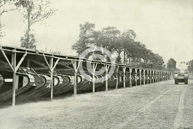 'A Park of British Tanks' just behind the front line, (1919).  Creator: Unknown.
