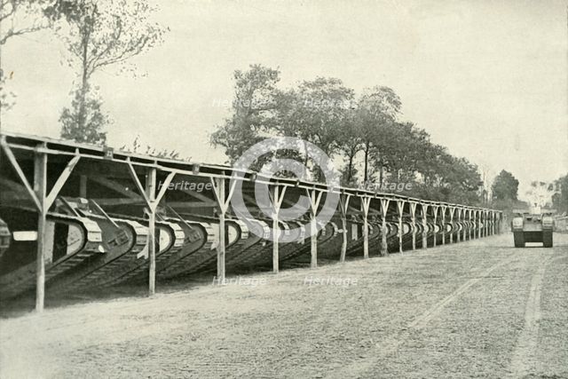 'A Park of British Tanks' just behind the front line, (1919).  Creator: Unknown.