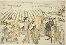 A parody of Narihira's eastern journey, c. 1764. Creator: Torii Kiyomitsu