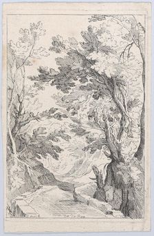 A Pathway with a Parapet in a Forest, 18th century. Creator: Caylus, Anne-Claude-Philippe de
