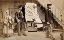 A patient covered by heavy blankets being carried away from the baths at Aix les Bains..., c1890s. Creator: Unknown