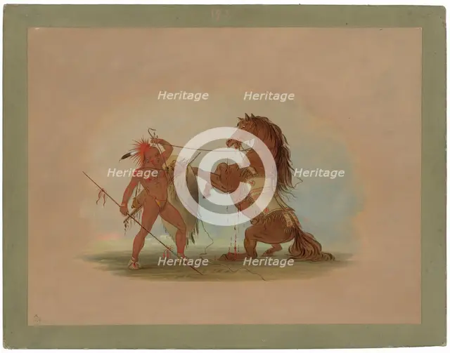 A Pawnee Warrior Sacrificing His Favorite Horse, 1861/1869. Creator: George Catlin.