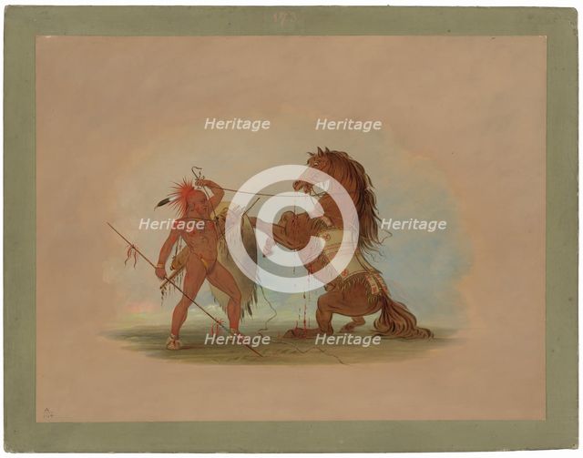 A Pawnee Warrior Sacrificing His Favorite Horse, 1861/1869. Creator: George Catlin.