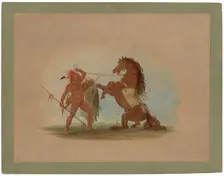 A Pawnee Warrior Sacrificing His Favorite Horse, 1861/1869. Creator: George Catlin