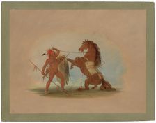 A Pawnee Warrior Sacrificing His Favorite Horse, 1861/1869. Creator: George Catlin