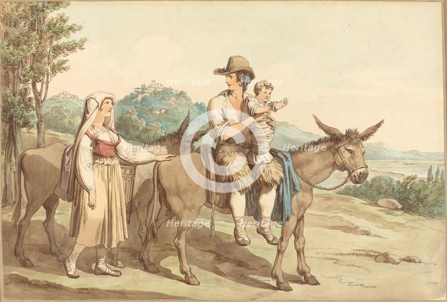 A Peasant Family and Two Donkeys. Creator: Bartolomeo Pinelli.