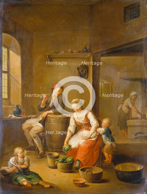 A Peasant Family at Home, 18th century. Creator: Johann Andreas Herrlein.