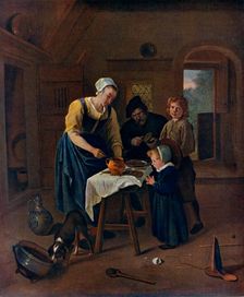A Peasant Family at Meal-time ('Grace before Meat') c1665, (1912).Artist: Jan Steen