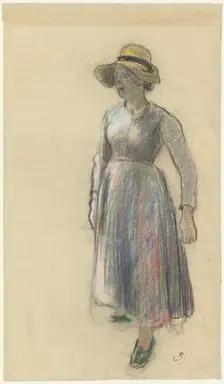 A Peasant Girl in a Straw Hat, c. 1892. Creator: Camille Pissarro