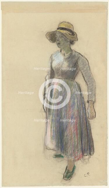 A Peasant Girl in a Straw Hat, c. 1892. Creator: Camille Pissarro.