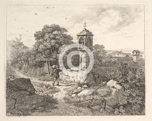 A Peasant Greeting the Statue of Mary, 1817. Creator: Johann Christian Erhard.
