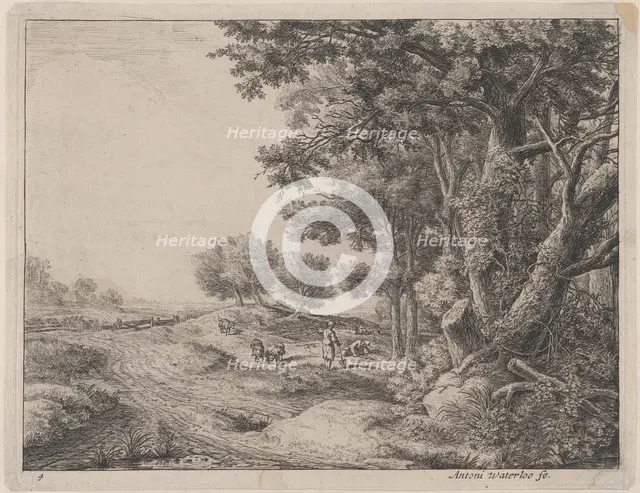 A Peasant with a Shovel, 17th century. Creator: Anthonie Waterloo.