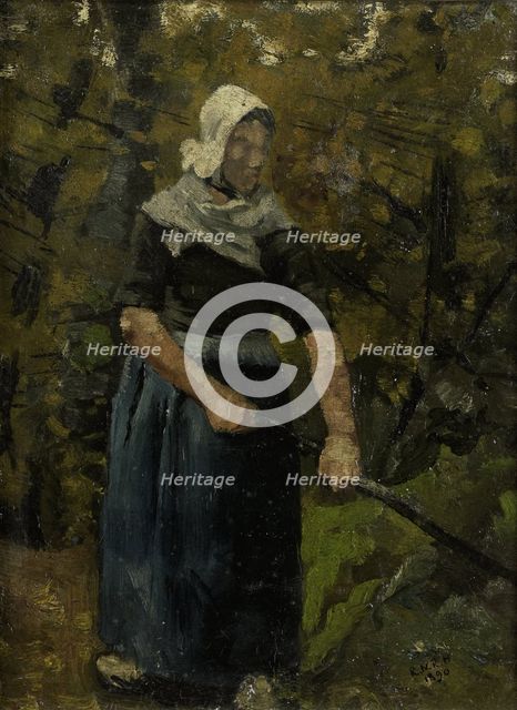 A Peasant Woman with a Stick, 1890. Creator: Richard Roland Holst.
