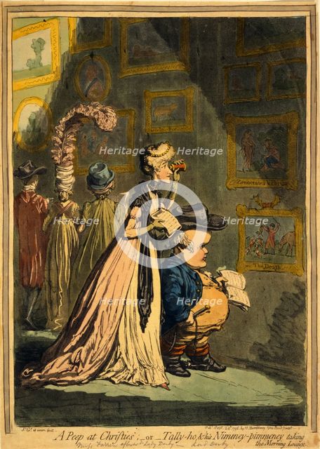 A Peep at Christies or Tally-ho and his Nimeney-Pimmeney taking the Morning Lounge, 1796.