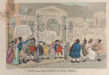 A Peep at the Gas Lights in Pall-Mall, December 23, 1809., December 23, 1809. Creator: Thomas Rowlandson