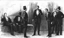 'A Peep into the Smoking- Room at the Theatre 1890. Creator: Unknown