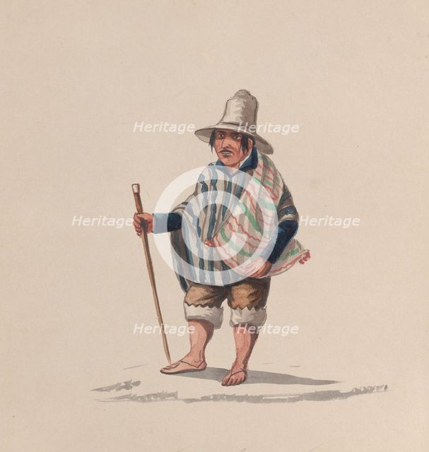 A Peruvian man, from a group of drawings depicting Peruvian costume, ca. 1848. Creator: Attributed to Francisco (Pancho) Fierro.