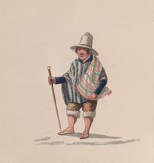 A Peruvian man, from a group of drawings depicting Peruvian costume, ca. 1848. Creator: Attributed to Francisco (Pancho) Fierro