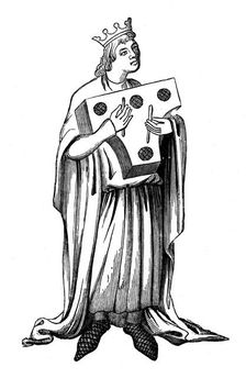 A performer on the psalterion, 14th century, (1870)