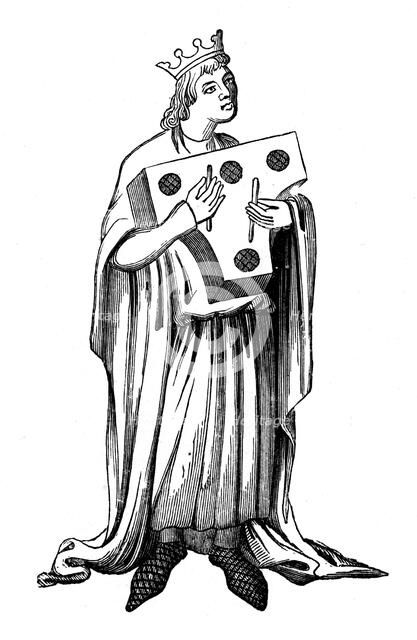 A performer on the psalterion, 14th century, (1870). Artist: Unknown