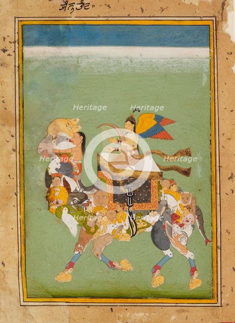 A peri, or fairy, riding a magic camel, c1680. Artist: Unknown.
