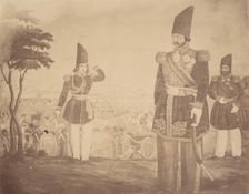 [A Persian revue in a painting that once belonged to Ardeshir Mirza, uncle of the king.], 1840s-60s. Creator: Possibly by Luigi Pesce