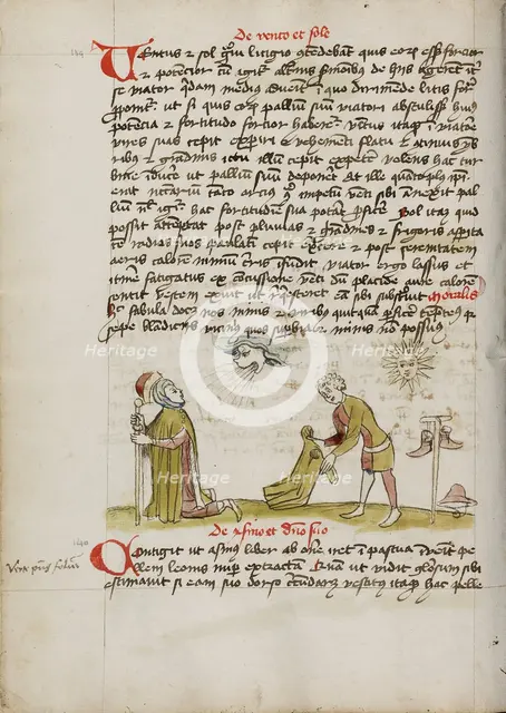 A Personification of Wind Blowing on a Man: The Sun Shining..., third quarter of 15th century. Creator: Unknown.