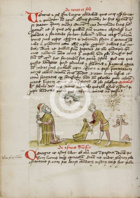 A Personification of Wind Blowing on a Man: The Sun Shining..., third quarter of 15th century. Creator: Unknown.