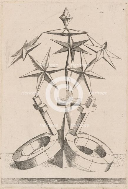 A Perspective of Seven Stars Balanced on Three Crosses, 1567. Creator: Mathis Zundt.