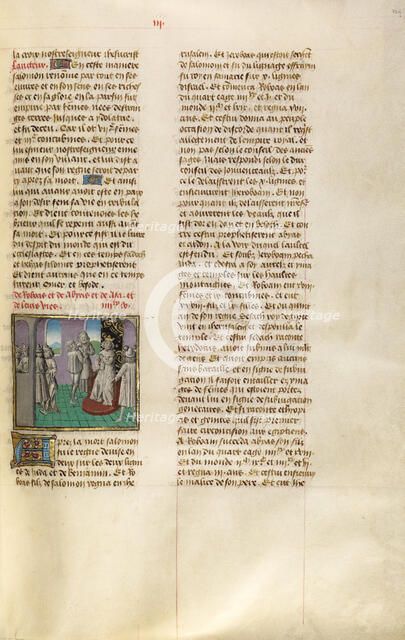 A Petitioner before King Jeroboam; Miroir Historial, about 1475. Creator: Unknown.