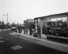 A petrol station forecourt, Grimsby, Lincolnshire, 1965. Creator: Michael Walters
