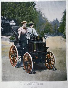 A petrol-powered Phaeton, by Panhard and Levassor, 1896. Artist: Goupil