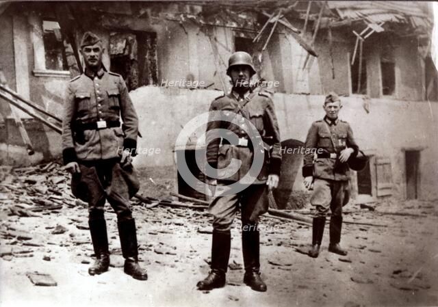 A photograph taken after the destruction of the town of Lidice, Czech Republic, 1942. Artist: Unknown