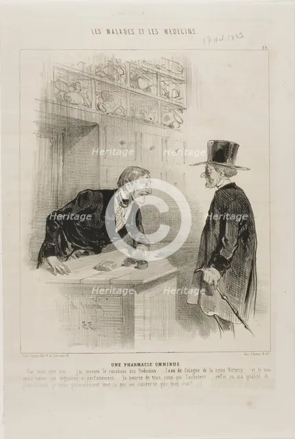 A Pharmacy for Every Need (plate 24), 1843. Creator: Charles Emile Jacque.