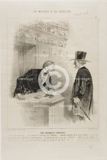 A Pharmacy for Every Need (plate 24), 1843. Creator: Charles Emile Jacque.