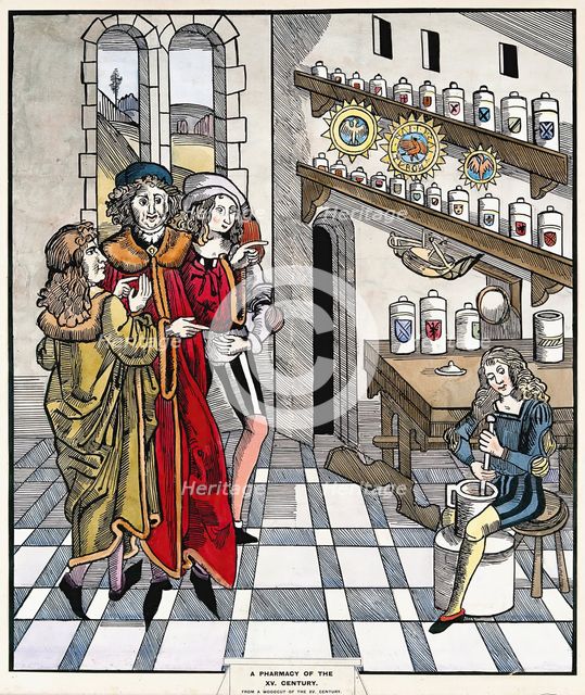 A pharmacy: interior. Creator: Unknown.